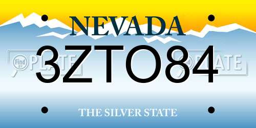 3ZTO84 Nevada License Plate