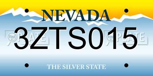 3ZTS015 Nevada License Plate