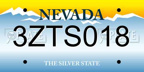 3ZTS018 Nevada License Plate