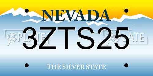 3ZTS25 Nevada License Plate