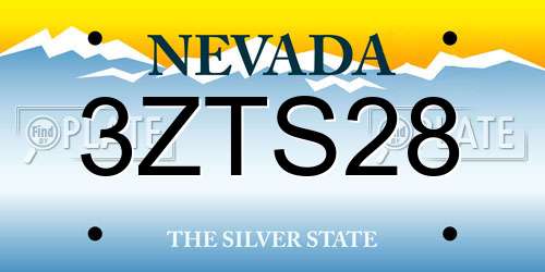 3ZTS28 Nevada License Plate