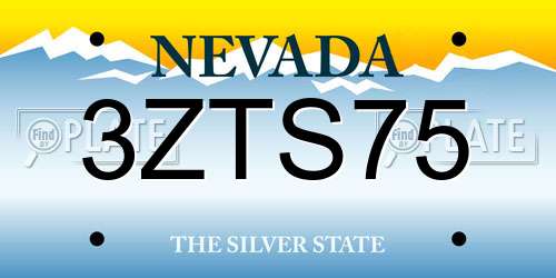 3ZTS75 Nevada License Plate