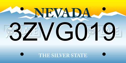 3ZVG019 Nevada License Plate