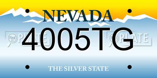 4005TG Nevada License Plate