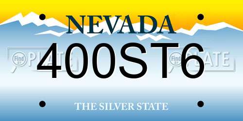 400ST6 Nevada License Plate