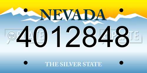 4012848 Nevada License Plate