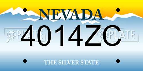 4014ZC Nevada License Plate