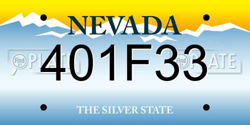 401F33 Nevada License Plate