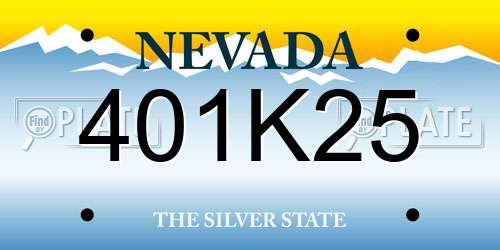 401K25 Nevada License Plate