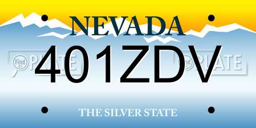 401ZDV Nevada License Plate