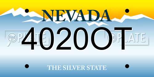 4020OT Nevada License Plate
