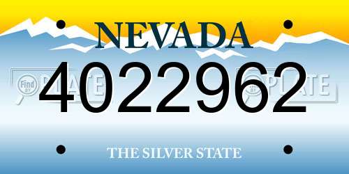4022962 Nevada License Plate
