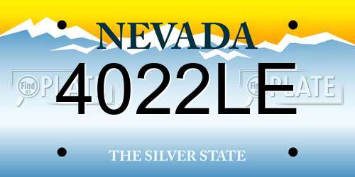 4022LE Nevada License Plate
