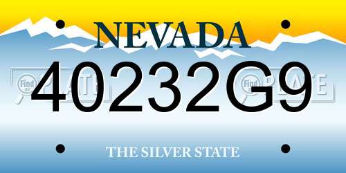 40232G9 Nevada License Plate