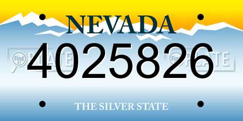 4025826 Nevada License Plate