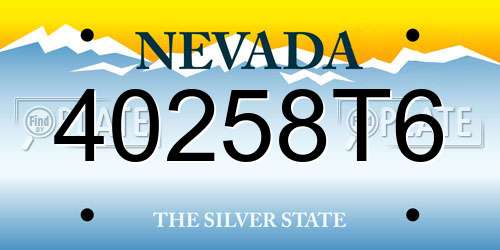 40258T6 Nevada License Plate