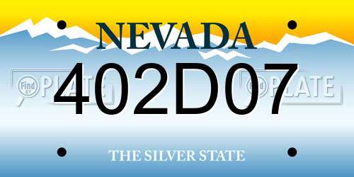 402D07 Nevada License Plate