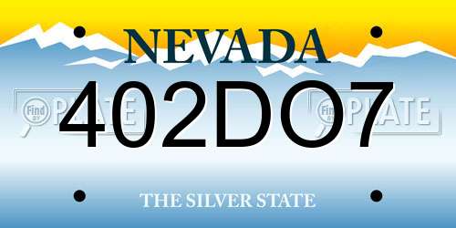 402DO7 Nevada License Plate