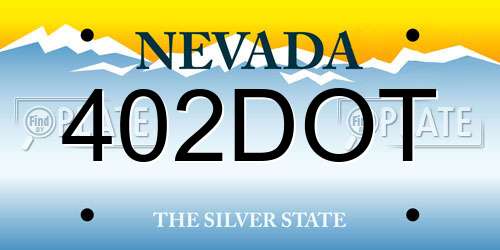 402DOT Nevada License Plate