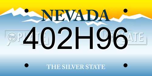 402H96 Nevada License Plate