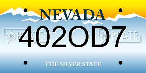 402OD7 Nevada License Plate