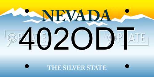 402ODT Nevada License Plate