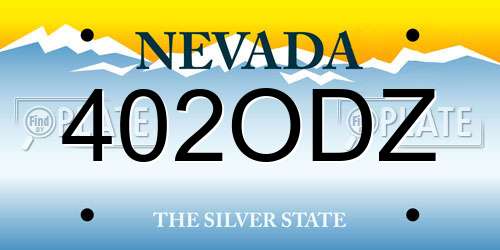 402ODZ Nevada License Plate