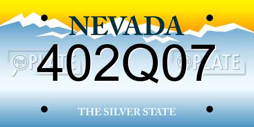 402Q07 Nevada License Plate