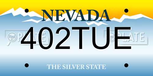 402TUE Nevada License Plate