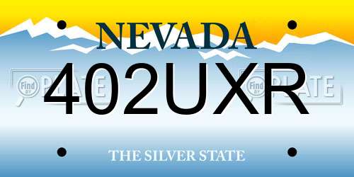 402UXR Nevada License Plate