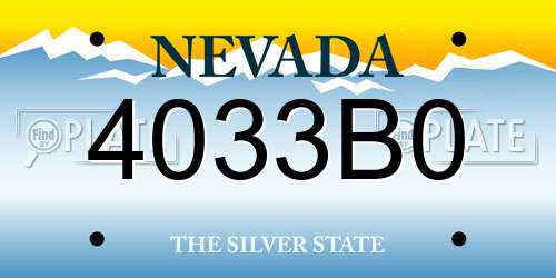 4033B0 Nevada License Plate