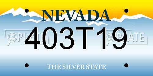 403T19 Nevada License Plate