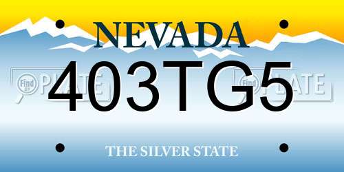 403TG5 Nevada License Plate
