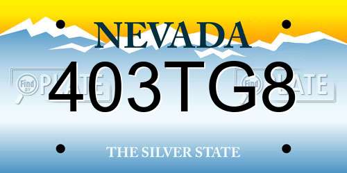 403TG8 Nevada License Plate