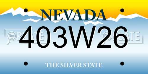 403W26 Nevada License Plate
