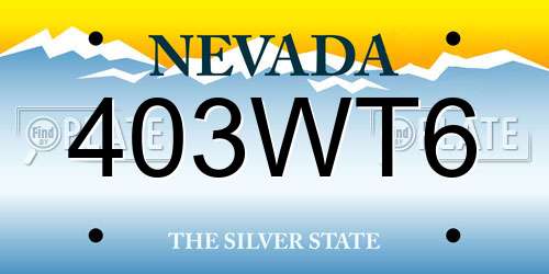 403WT6 Nevada License Plate
