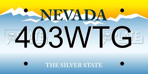 403WTG Nevada License Plate