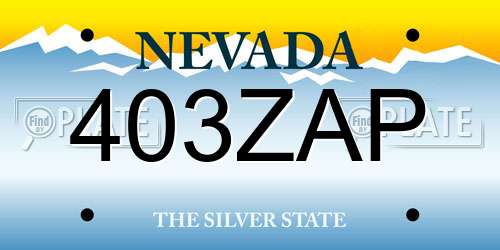 403ZAP Nevada License Plate