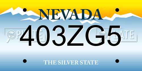 403ZG5 Nevada License Plate