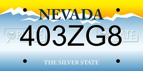 403ZG8 Nevada License Plate