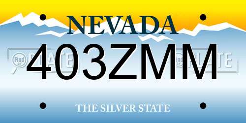 403ZMM Nevada License Plate