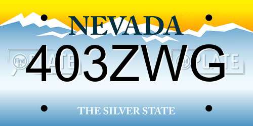 403ZWG Nevada License Plate