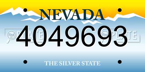 4049693 Nevada License Plate