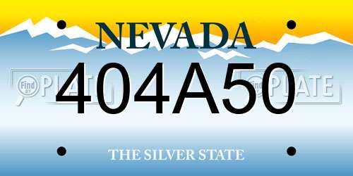 404A50 Nevada License Plate