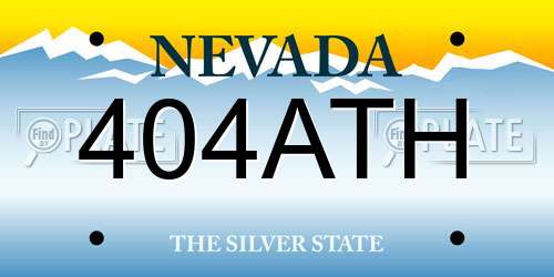 404ATH Nevada License Plate