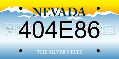 404E86 Nevada License Plate