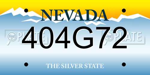 404G72 Nevada License Plate