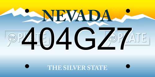 404GZ7 Nevada License Plate