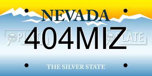 404MIZ Nevada License Plate