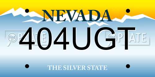 404UGT Nevada License Plate